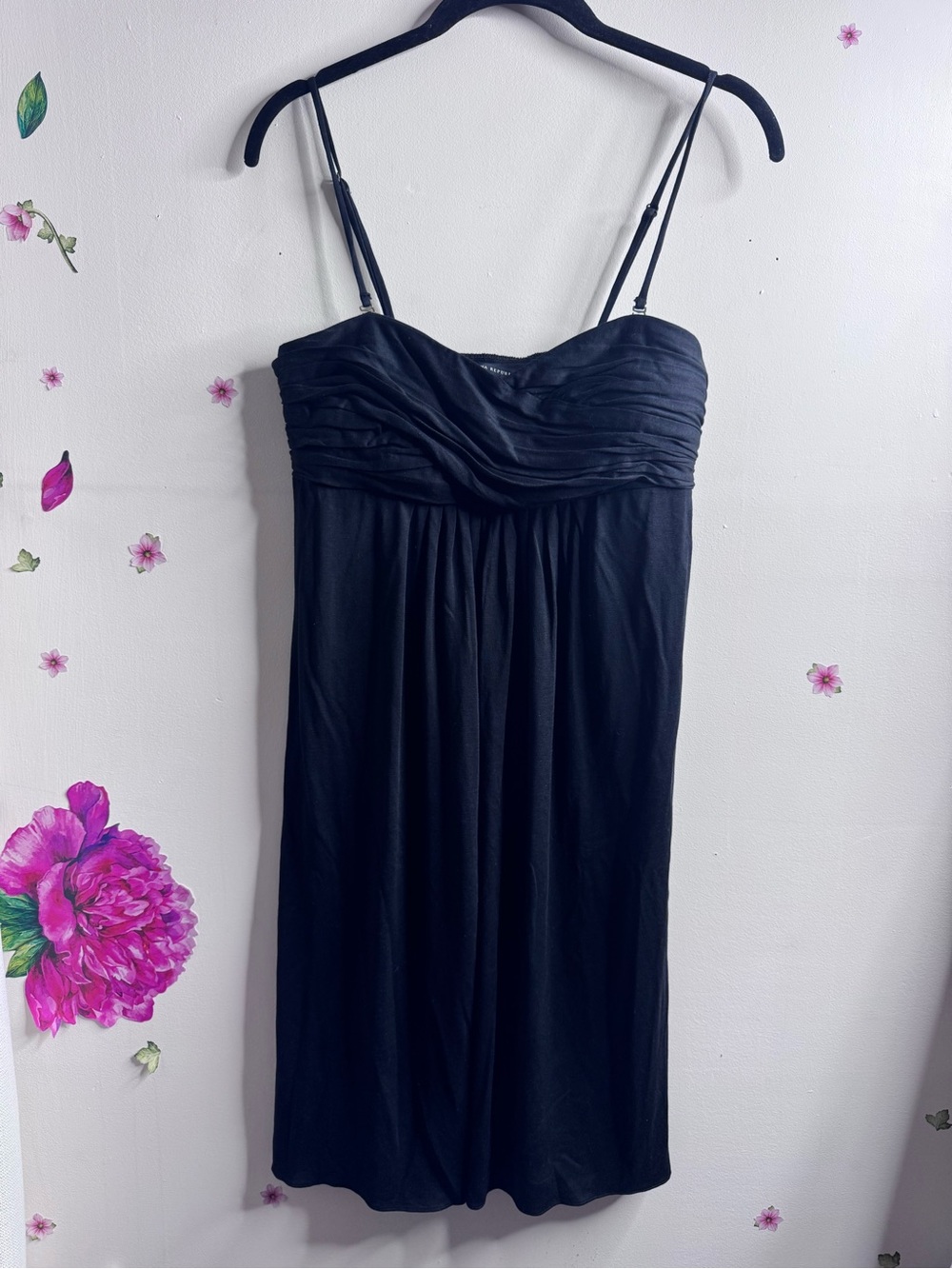 Banana Republic Black Strapless Ruched Bust Midi Dress